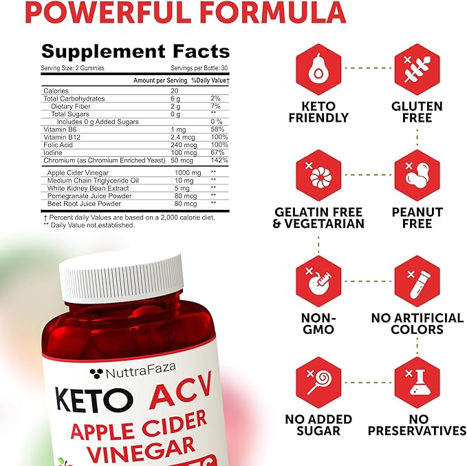 Keto ACV Gummies Advanced Weight Loss - ACV Keto Gummies for Weight Loss for Women and Men - Keto Gummies Supplement - Detox & Cleanse, Digestion - Apple Cider Vinegar - Apple Flavor