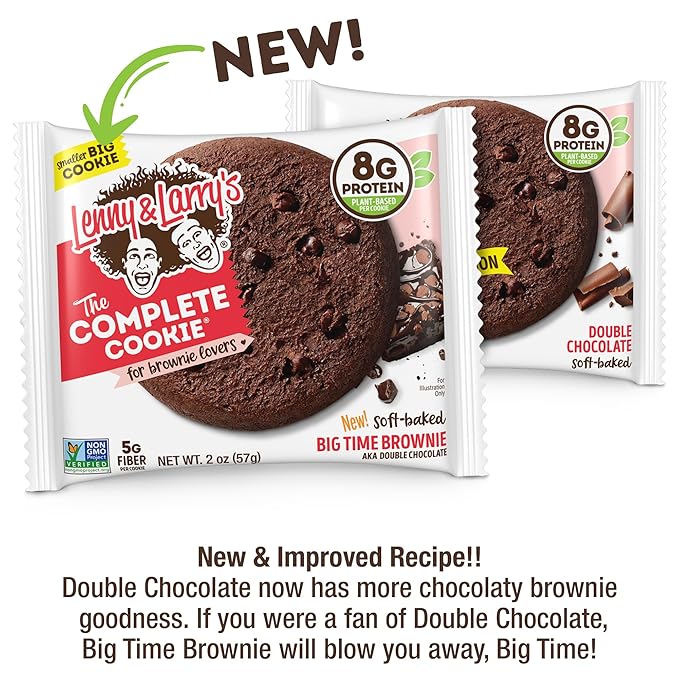 Lenny & Larry's Complete Protein Cookie,[Big Time Brownie],Chewy Soft Baked,16g Plant Protein,Vegan,Non-GMO,High Fiber,[2 Ounce] Cookie,(Pack of 24)