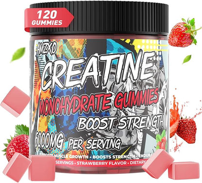 Creatine Monohydrate Gummies 6g for Men Women,Complex Creatine Monohydrate Chewable for Muscle Strength,Muscle Building,Energy Boost,Pre-Workout Energy Supplement,Vegan Strawberry - 120 Count