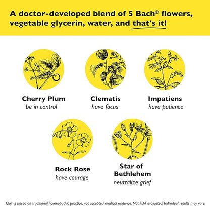 RESCUE Bach Remedy Dropper 20mL, Natural Stress Relief, Homeopathic Flower Essence, Vegan, Gluten & Sugar-Free, Non-Habit Forming (Non-Alcohol Formula)