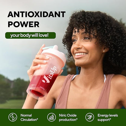 VitaUp Beet Root Powder 8 in 1 – USA Made Beets Powder Supplements with Grape Seed, Hawthorn, Coq10 – with Organic Beetroot for Energy & Circulation Support – Non-GMO, 30 Serving