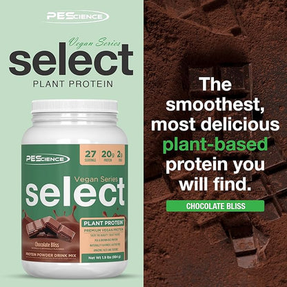 PEScience Select Vegan Protein Powder, Plant Based Protein Powder, Amazing Taste, Smooth Texture, Pea and Brown Rice Blend, Dairy Free, Lactose Free, Gluten Free - Chocolate Bliss, 27 Servings