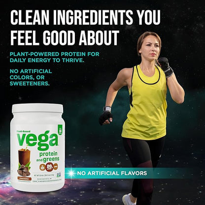 Vega Protein and Greens Protein Powder, Chocolate - 20g Plant Based Protein Plus Veggies, Vegan, Non GMO, Pea Protein for Women and Men, 1.2 lbs (Packaging May Vary) (Pack of 1)