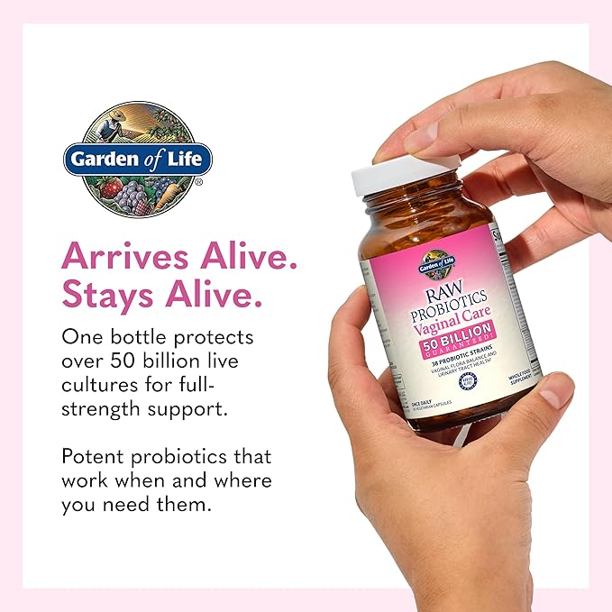 Garden of Life Raw Probiotics Vaginal Care - 50 Billion CFU - 38 Probiotic Strains - Supports Vaginal & Urinary Tract Health* - 30 Vegetarian Capsules