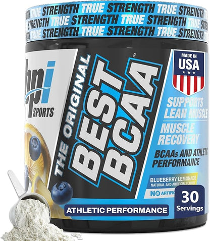 BPI Sports Best BCAA Powder - Muscle Recovery Support - Branched Chain Amino Acids | Building Blocks of Protein and Muscle - Post Workout Recovery – Hydration - Blueberry Lemonade, 30 Servings