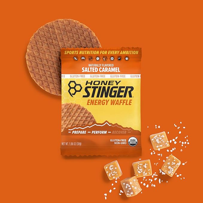 Honey Stinger Organic & Gluten Free Energy Waffle Variety Pack of 18, 12 Salted Caramel and 6 Cookies & Cream Waffles, Nutritious Stroopwafel Snack for Exercise, Endurance and Performance