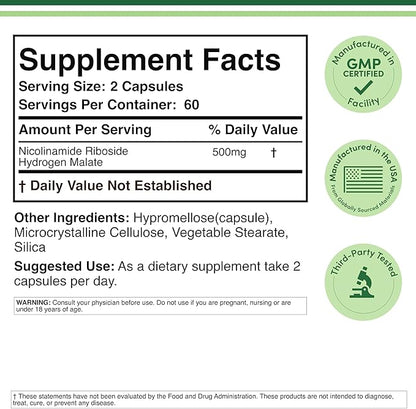 Nicotinamide Riboside - NAD Supplement to Boost Levels of NAD+ by Double Wood (Pack of 2)