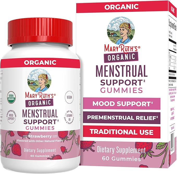 MARYRUTH'S Organic Menstrual Support Gummies for the Relief of Common Symptoms of Premenstrual Syndrome | PMS Support | Premenstrual Mood Support | USDA Organic | Non-GMO | Vegan | 30 Servings