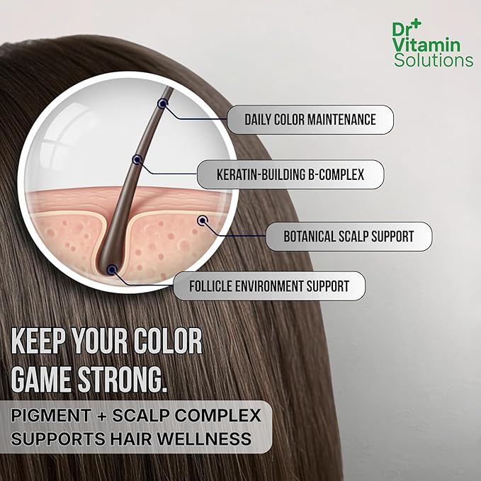 Gray Hair Rescind with Catalase - Antiaging Hair, Skin and Nails Vitamins, Pantothenic Acid, Folic Acid 400mcg, Biotin 300mcg, Saw Palmetto for Men and Women