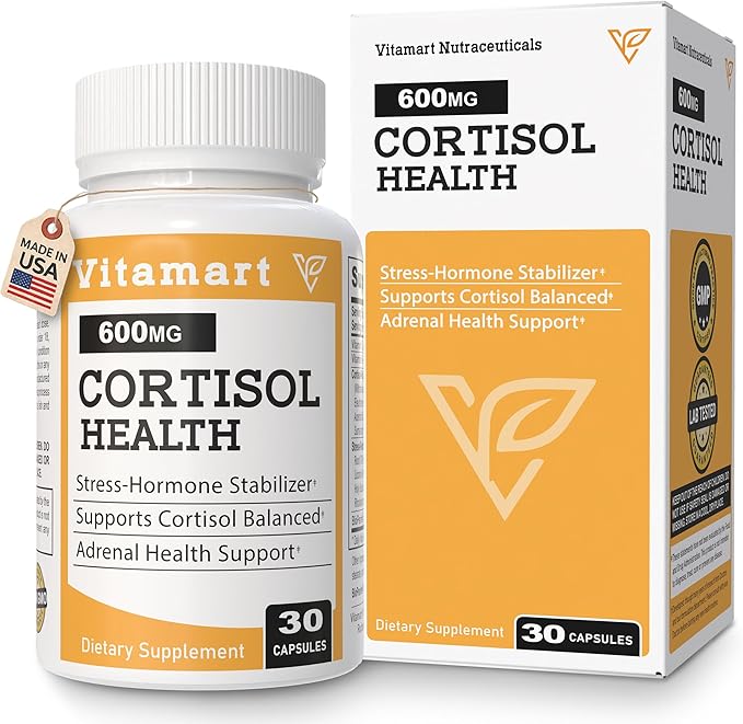Cortisol Supplements for Women & Men | Ashwagandha Extract, Rhodiola & Adrenal Support Blend | Cortisol Manager & Reducer for Stress, Mood & Sleep Calm | Cortisol Health with Adaptogens, 30 Count
