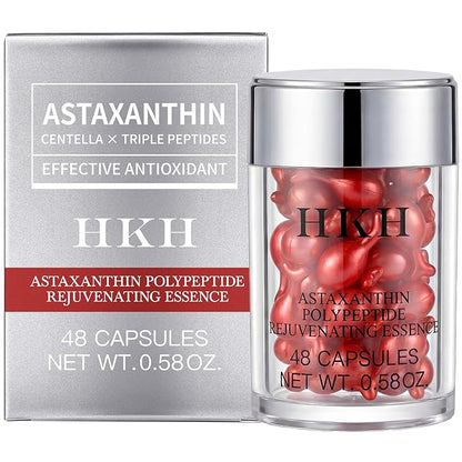 HKH Peptide Serum Capsules for Face: 48 Caps Anti-Aging & Firming Skin with Astaxanthin and Niacinamide - Antioxidant Serum for Smoothing Fine Lines - Even Tone for 30+ Women - Travel-Friendly