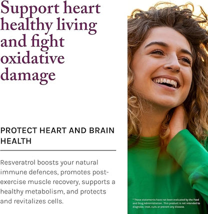 Reserveage Beauty Resveratrol 250 mg - Best Trans-Resveratrol - Vegan Antioxidant Supplement for Cellular & Heart Health - Aids Healthy Aging & Immune Health - 120 Capsules