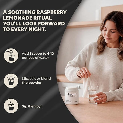 DREAM Sleep Aid Powder | Magnesium L-Threonate, Apigenin & Theanine | 2400mg 7-Ingredient Non-Habit Forming and Natural Sleep Aids for Adults | Deep Sleep Super Calm & Stress Relief