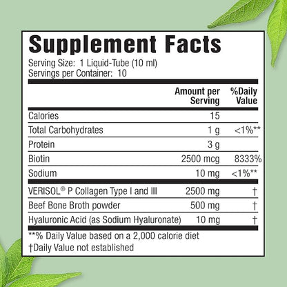 Applied Nutrition Liquid Collagen + Hyaluronic Acid - 10 Liquid Tubes, Pack of 2 - Skin & Nail Restoration - Mixed Berry Flavor - 20 Servings