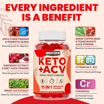 Apple Cider Vinegar Gummies, Max Strength Keto Acv Gummies with Green Tea, Probiotics, B12, B6, Keto Support, Apple Cider Vinegar with Mother for Detox & Cleanse, Digestion & Gut, Vegan, 120 Counts
