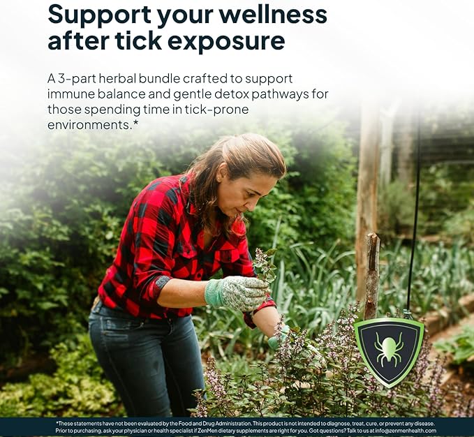 Zenmen Tick Defense Lite Method - Post Contact Protocol - 1 Tick Immune Support + 1 Garlic Tincture + 1 Green Black Walnut Tincture