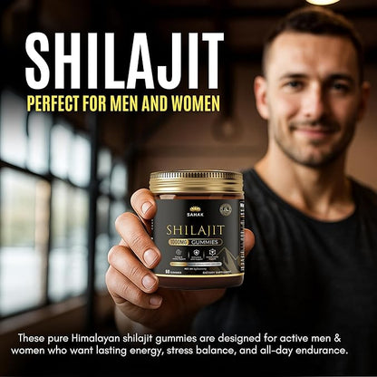 SAHAK Shilajit Gummies, Himalayan Strength & Energy Support for Men & Women with KSM-66 Ashwagandha, Manuka Honey MGO & 85+ Minerals – Lab Tested, Sugar-Free, Vitality & Focus Formula, 60ct