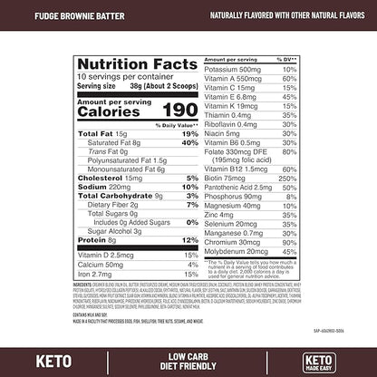SlimFast Keto Meal Replacement Shake, Fudge Brownie Batter, Low Carb Keto Protein Powder with Collagen & Whey, No Sugar Added, Gluten Free, Weight Loss Support, 10-Serving Canister