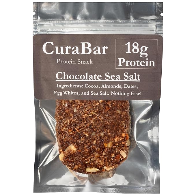 CuraBar Protein Bars – 17g Protein, Low Carb, Gluten Free, Dairy Free, Healthy Snack, Seed Oil Free, No Artificial Ingredients, 12 Count, Chocolate Sea Salt