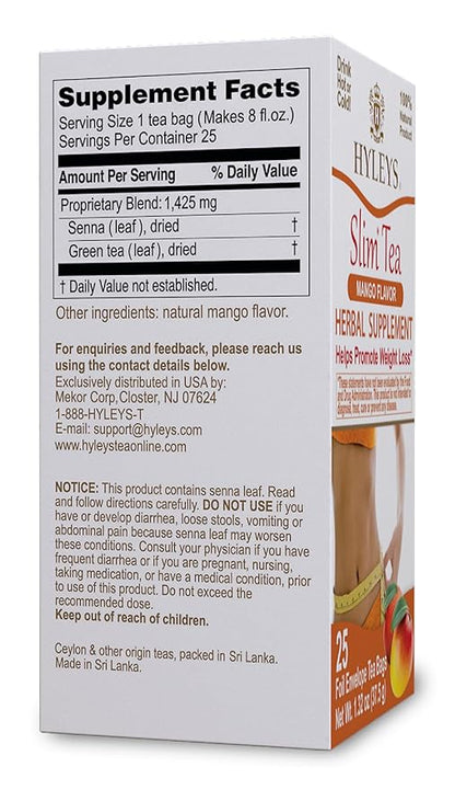 Hyleys Slim Tea Pineapple Flavor - Weight Loss Herbal Supplement Cleanse and Detox - 25 Tea Bags (6 Pack)
