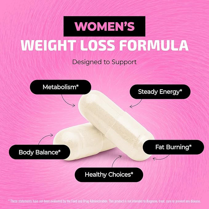 Weight Loss Pills for Women | Fat Burners for Women | Metabolism Booster for Weight Loss Supplement with Raspberry Ketones | Appetite Suppressant, Stomach Fat Burner & Weightloss Diet Pills | 120 Ct