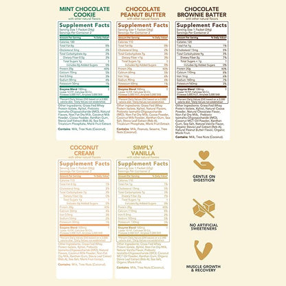 Clean Simple Eats Whey Protein Powder, Variety Pack, Naturally Sweetened Flavors, 100% Grass Fed Protein Powder with Digestive Enzymes & No Artificial Ingredients, Gluten Free, 10 Single Serve Packs