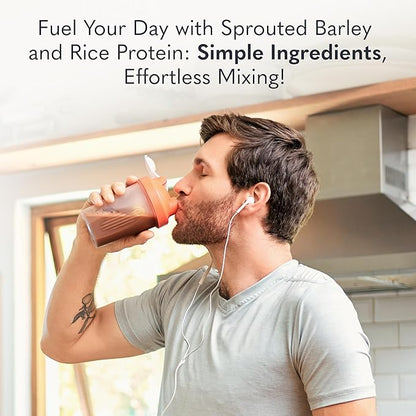 Garden of Life Plant-Based Sprouted Barley Protein, Chocolate with 21g Protein, 0g Sugar & Clean Ingredients, Upcycled Barley, Probiotics, Non-GMO, use in Shakes, Smoothies & Baking, 20 Servings