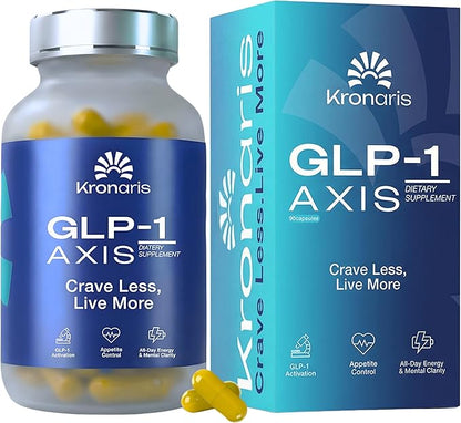 GLP-1 AXIS | Appetite Suppressant for Weight Loss & Natural GLP-1 Supplement for Weight Management, Odorless 8 in 1 Formula with Berberine & Green Tea Extract for Daily Energy Focus, Vegan, 90 Caps