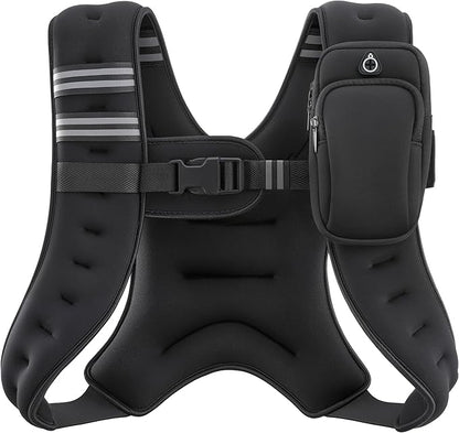 ZELUS Weighted Vest, 6lb/8lb/12lb/16lb/20lb/25lb/30lb Weight Vest with Reflective Stripe for Workout, Strength Training, Running, Fitness, Muscle Building, Weight Loss, Weightlifting