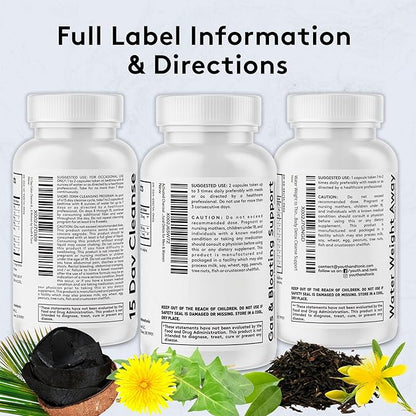 Youth & Tonic Belly Bloating Relief for Gas, Gut & Water Debloating – Digestion & Fluid Retention Support with Activated Charcoal for Women & Men– 150 Pills