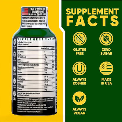Vitamin Energy Focus+ Extra Strength Energy Shot Grape 8 Pack, 260mg Natural Caffeine, B-Vitamins, CoQ10, Amino Acids, Focus, Productivity & Clarity, Zero Sugar, Gluten-Free, 1.93 fl oz