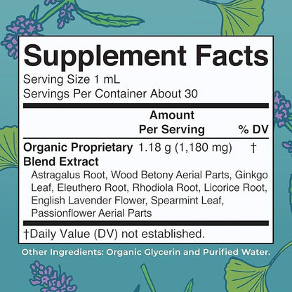 MARYRUTH'S Kids Focus & Attention Drops | USDA Organic Drops | Ginkgo Biloba | Rhodiola Root & Licorice Root | Adaptogenic | Calm | Vegan | Non-GMO | Gluten Free | 30 Servings