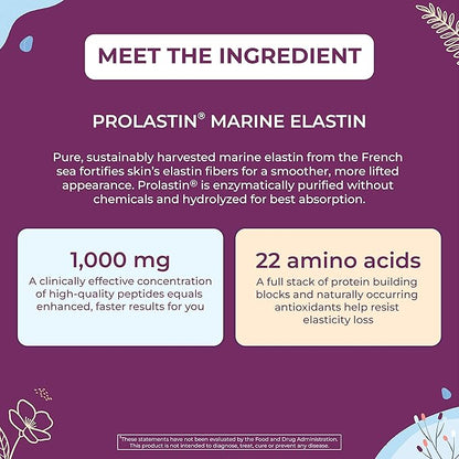 Body Kitchen Pro-Elastin, 1000 mg Elastin Supplement, Help Reduce Signs of Aging, Improved Skin Health, Firmness & Elasticity, Fewer Wrinkles, Veggie Caps, (Pack of 2)