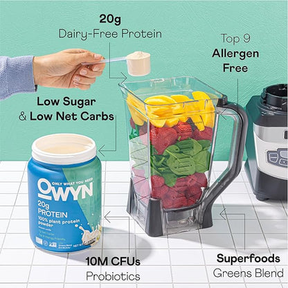 OWYN Only What You Need Plant-Based Protein Powder, Smooth Vanilla, 1.05 lbs