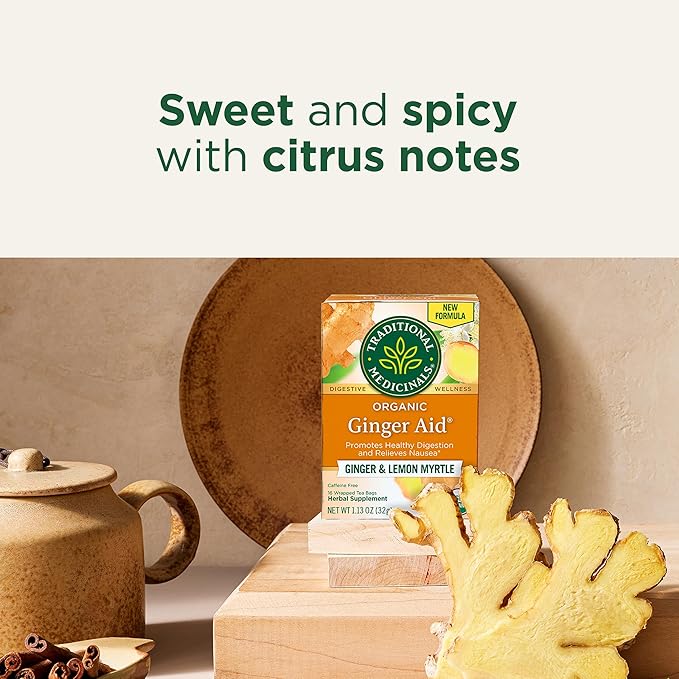 Traditional Medicinals Tea, Organic Ginger Aid, Promotes Healthy Digestion, 16 Tea Bags