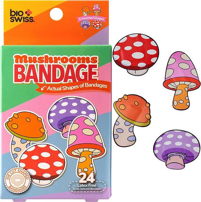 BioSwiss Bandages, Mushroom Shaped Self Adhesive Bandage Set, Latex Free, Sterile Wound Care, 24 Count