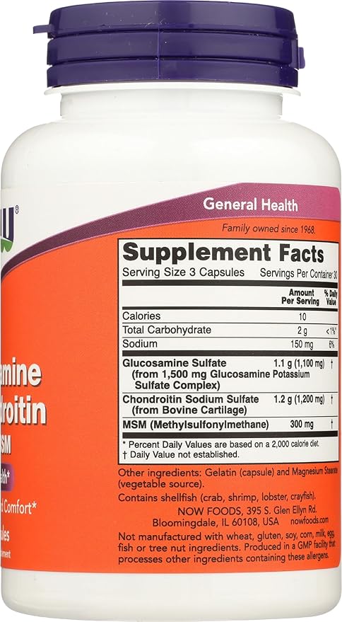 NOW Foods Glucosamine & Chondroitin with MSM, 90 Count