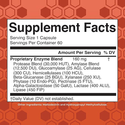 MaryRuth’s Gluten Digestive Enzymes | Up to 2 Month Supply | Proprietary Enzyme Blend | Vegan Pine-Based Capsules | Non-GMO | 60 Count