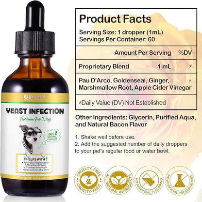 Yeast Infection Treatment for Dogs, Naturally Supports Dog Healthy Itch Relief, Ear Infection Treatment, Dogs Allergy Relief, Inflammation Relief & More (1pcs)