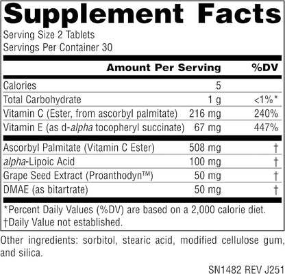 Source Naturals Skin Eternal Tablet with DMAE, LIPOIC Acid, & C Ester - 60 Tablets