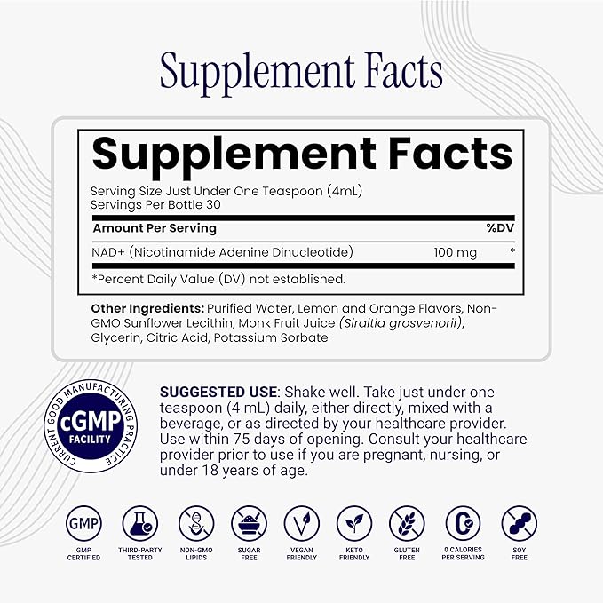 Rho Nutrition Liposomal NAD+ – Liquid Supplement Designed to Help Support Absorption – Active Form of NAD+ Helps Support Normal Cellular Health, Healthy Aging, Energy Metabolism and Overall Vitality