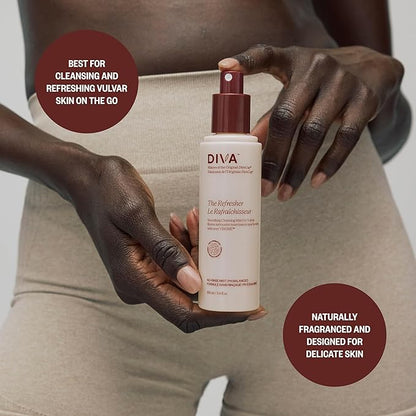DIVA Refresher - Gentle & No-Rinse Spray Cleanser - Fragrance-Free & Plant-Based Formula - Helps Strengthen Moisture Barrier & Support Healthier Microbiome - 100 mL