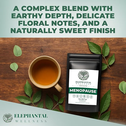 Elephantal Wellness Menopause Support Premium Herbal Tea for Women – Chaste Berry (Vitex), Black Cohosh, Red Clover & Valerian – Promotes Balance, Calm & Daily Comfort – Caffeine-Free Loose Leaf Tea, 2oz (20 Servings)