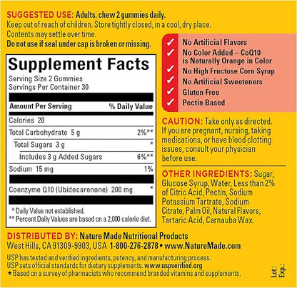 Nature Made CoQ10 200Mmg Per Serving Gummies, Heart & Energy Support, 60 CoQ10 Gummies, 30 Day Supply