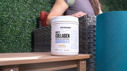 NutraBio Multi Collagen Powder- Hydrolyzed Collagen Peptides for Glowing Hair & Skin- Grass-Fed- Collagen Powder for Women and Men- 45 Servings- Vanilla