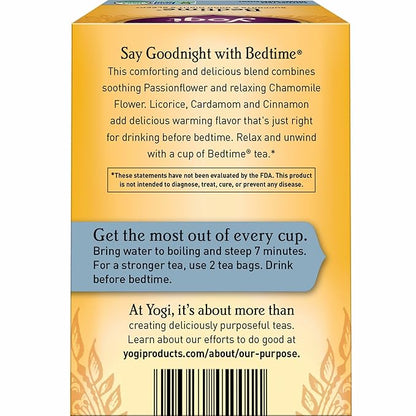 Yogi Tea - Bedtime (6 Pack) - Supports a Good Night’s Sleep - Tea with Passionflower, Chamomile, Valerian Root, and Lavender - 96 Organic Herbal Tea Bags