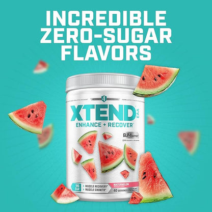 Scivation XTEND EAA + BCAA Powder | Muscle Recovery & Lean Muscle Growth | 9 Essential Amino Acids for Intra Workout or Post Workout Recovery | 10g EAAs Per 2 Servings | Watermelon 40 Servings