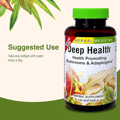 Herbs Etc. Deep Health - Daily Use Adaptogen Supplement - Aids Immune Health & Energy - with Reishi Mushroom - 120 Softgels (120 Servings)