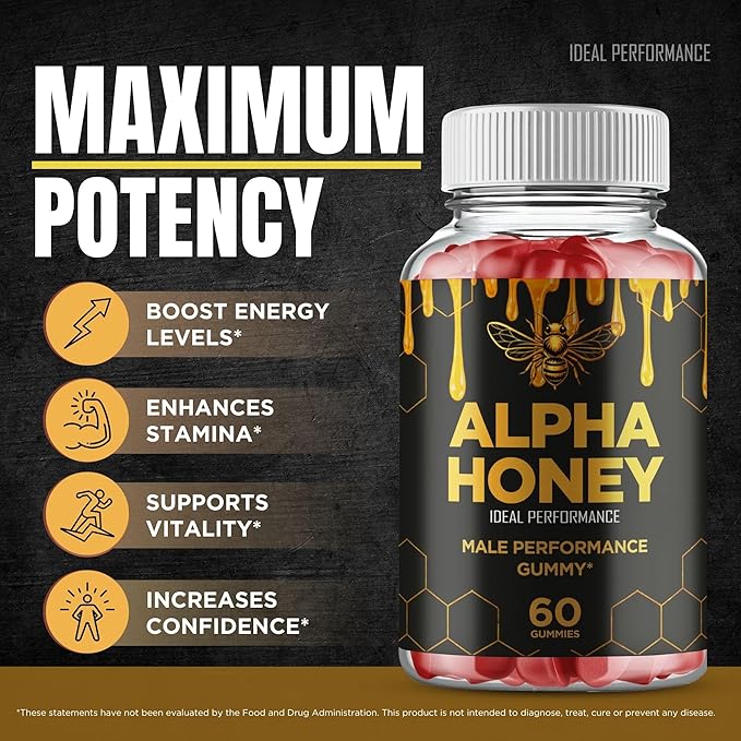 Alpha Honey Gummies, Official AlphaHoney Supplement Gummy - Maximum Strength, All Natural Formula for Energy, Stamina & Performance, Advanced Formula AlphaHoney Health Support Reviews (2 Pack)