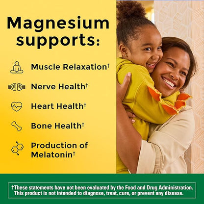 Nature Made Magnesium Citrate 250 mg per serving, Magnesium Supplements for Men and Women, Supports Muscle, Nerve, Bone and Heart, 60 Softgels, 30 Day Supply